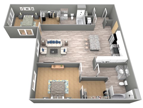 Judson I - 3D Floor Plan - The Flats